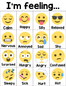 Emoji Feeling Chart by Caffeinated in Third | Teachers Pay Teachers