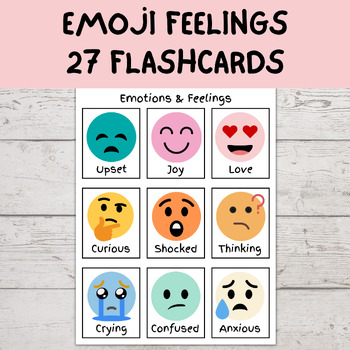 Emoji Feelings Chart | Emotions Flashcards | 27 Emojis by Jill E Creative