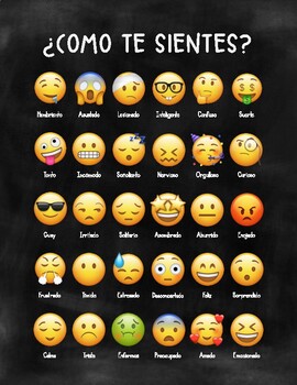 Emoji Feelings Chart (English, Spanish, French) by Kylie's Korner