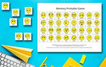 Preview of Emoji Feelings Chart,memory game emoji,Kids Printable,How do you feel?