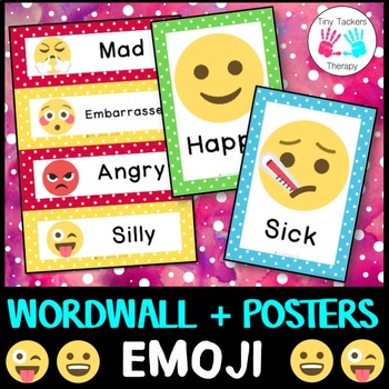 Preview of Emoji Feelings/Emotions WordWall and Posters