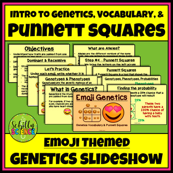 Preview of Punnett Square Powerpoint - Emoji themed genetics ppt