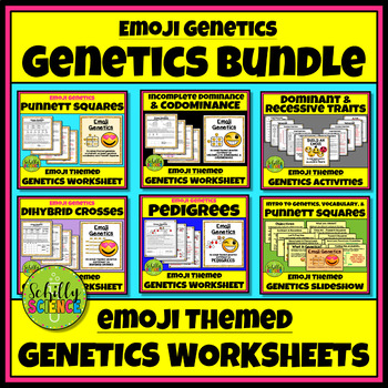 Preview of Emoji Genetics Worksheet Bundle