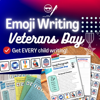 Preview of Emoji Veterans Day Printable Writing Activity- Short Power Paragraph & Art