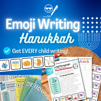 Preview of Emoji Hanukkah Printable Writing Activity- Short Power Paragraph & Art