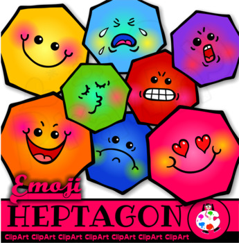 Preview of Emoji Heptagon Math Shapes - Geometry Clip Art