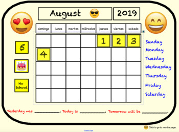Preview of Emoji Interactive Calendar-Smart Notebook