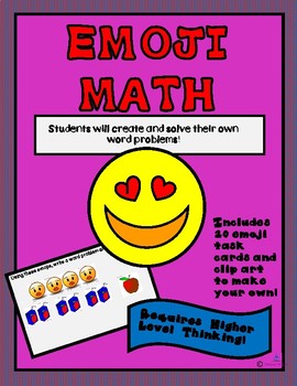 Preview of Emoji Math - Creating Word Problems Task Cards 0r Powerpoint
