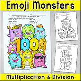 Emoji Monsters 100th Day Math Color by Multiplication & Di