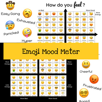 Preview of Emoji Mood Meter- Printable, Editable, with Interactive Activities and Slides