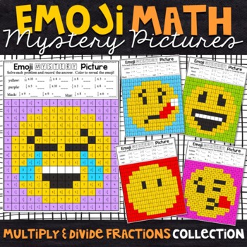 Preview of Emoji Multiplying and Dividing Fractions | Fractions Color by Number