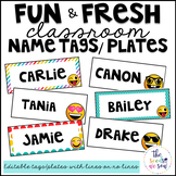 Emoji Classroom Decor: Name Tags/Plates and Bonus Set