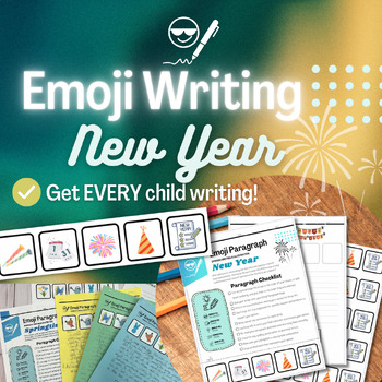 Preview of Emoji New Year Printable Writing Activity- Short Power Paragraph & Art