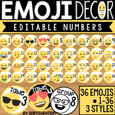 Emoji Numbers: Editable Classroom Decor