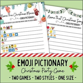 Preview of Emoji Pictionary Christmas Party Game | Holiday Emoji Quiz | Songs & Movies