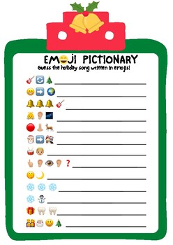 Emoji Pictionary (Holiday/Christmas Song Activity) by Too Fun | TpT