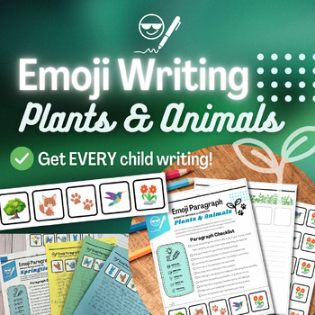 Preview of Emoji Plants & Animals Printable Writing Activity- Short Power Paragraph & Art
