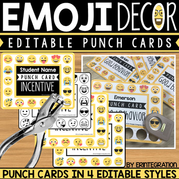 Preview of Emoji Punch Cards - Editable & Digital Version Included