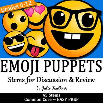 Preview of Emoji Puppets with Stems for Discussions, Review, and Reflection