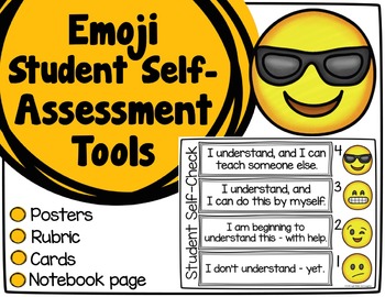 Preview of Emoji Self-Assessment Tools - Posters, Cards, & Student Response Page