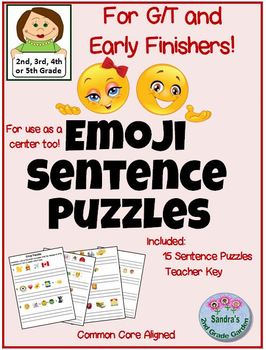 Preview of Emoji Sentence Puzzles for G/T and Early Finishers