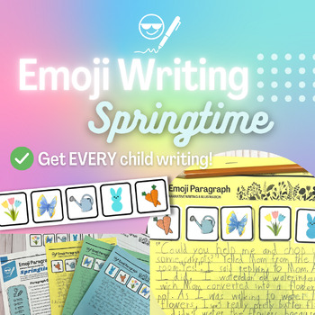 Preview of Emoji Spring/Spring Break Paragraph Writing Activity & Art 3rd, 4th, & 5th grade