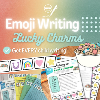 Preview of Emoji St. Patrick's Day Lucky Charms Writing Activity-Short Paragraph & Art