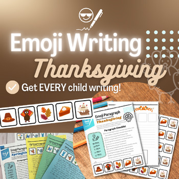 Preview of Emoji Thanksgiving/Fall Printable Writing Activity- Short Power Paragraph & Art