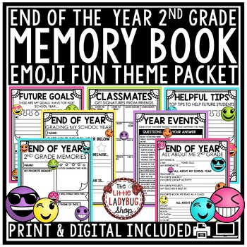 Preview of Emoji End of Year Memory Book 2nd Grade Last Week of School Writing Activities
