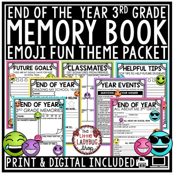 Preview of Emoji End of Year Memory Book 3rd Grade Last Week of School Writing Activities