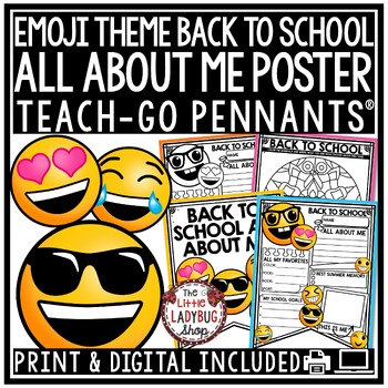 Preview of Emoji Theme All About Me Writing Prompt First Day Back to School Bulletin Board