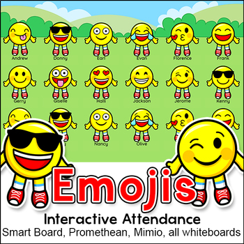 Preview of Emoji Theme Attendance with Optional Lunch Count for Interactive Whiteboards