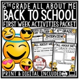 Back to School Activities First Week of School 6th Grade A