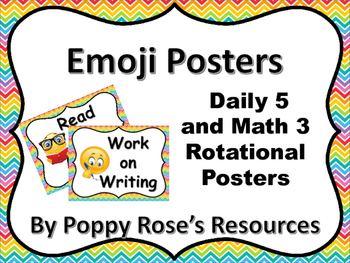 Preview of Emoji Themed Daily 5 and Math 3 Posters and Rotational Pack