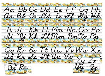 Emoji Themed cursive and print alphabet strip by Fun and Games for Brains