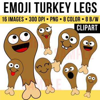 Emoji Turkey Legs Clipart 8 Color 8 Blacklines 300 Dpi Png Thanksgiving,What Temp To Cook Pork