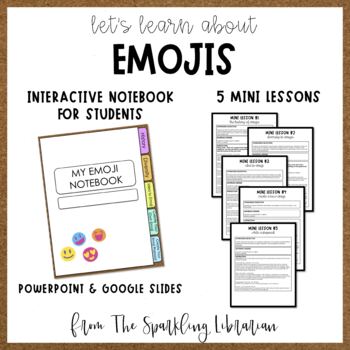 Preview of Emoji Unit | 5 Mini Lessons | Editable Interactive Notebook | Print + Digital