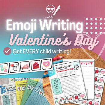 Preview of Emoji Valentine's Day Printable Writing Activity- Short Power Paragraph & Art