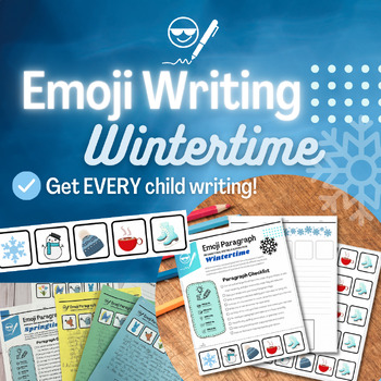 Preview of Emoji Winter/Wintertime Printable Writing Activity- Short Power Paragraph & Art
