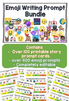 Preview of Emoji Story Writing Prompts | Visual Literacy Task Cards | Social Media Literacy