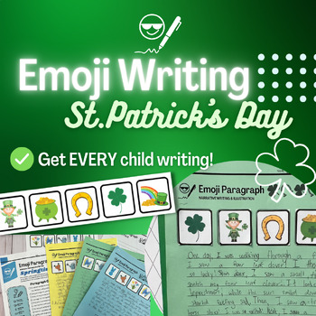 Preview of Emoji St. Patrick's Day Printable Writing Activity-Short Power Paragraph & Art