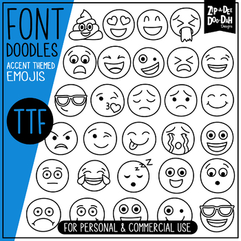 Preview of Emojis / Smiley Faces Doodle Font {Zip-A-Dee-Doo-Dah Designs}