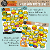 Emojis with Masks Clip Art - Combo BUNDLE {Digital and Tra