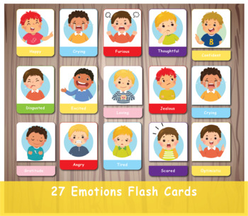 Emotion Flashcards, Kids Feelings Flash Cards, Montessori Printable.