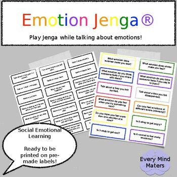 Preview of Emotion Jenga Game-Social Emotional Learning
