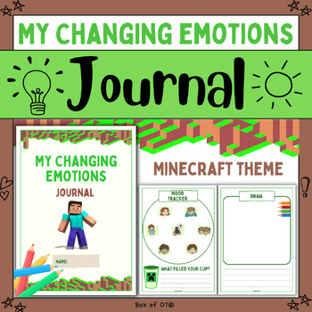 Preview of Emotion Journal: Minecraft Theme - Reflecting, mood tracking, drawing, OT, Psych