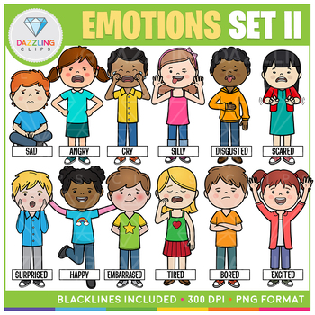 Emotion Kids Clip Art (Set II) by Dazzling Clips | TPT