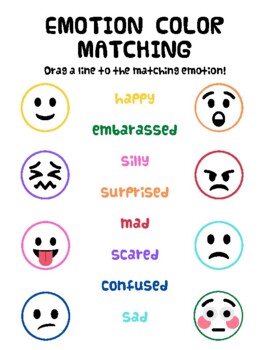 Emotion Matching Worksheet by Miss Bailey's Bookworms | TPT