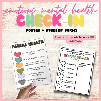 Preview of Emotion Mental Health Check-In | Social Emotional Learning