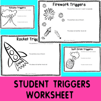 Preview of Self Regulation Tools: Triggers Student Worksheet x 5 for feelings/emotions